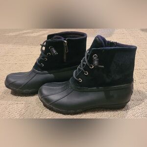 Sperry Black Pebbled Leather Duck Boot size 7
